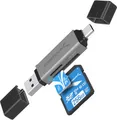 SABRENT SD, Micro SD Kartenleser, USB typ C 3.2 gen 1 Kartenleser, 5Gbps High Speed Externe Kartenlesegeräte OTG Adapter unterstützt MMC/TF/SDXC/SDHC/Micro SDHC/Micro SDXC, für PC, usw (CR-BCA2)