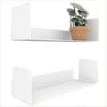 UNITURE® - 2er Set - Modernes Wandregal Weiß - 2x40 cm Bücherregal schwebend, Bilderleiste weiß