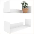 ®  2er Set  Modernes Wandregal Weiß  2x40 cm Bücherregal schwebend, Bilderlei...