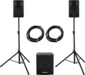 DJ PA Aktiv Komplett Anlage Gesangsanlage Set 1x 15" Subwoofer 2x 10" Hochtöner