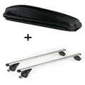 Dachbox JUEASY300 300 Liter schwarz + Dachträger/Relingträger VDP KING1 kompatibel mit für Opel / Vauxhall Zafira (C) Tourer (5 Türer) ab 11