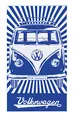BRISA VW Collection - Volkswagen Strand-Bade-Sauna-Tuch-Liegetuch im T1 Bulli Bus Design (Samba/Stripes/Blau)