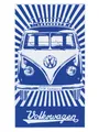 VW Collection by BRISA Strandtuch Volkswagen Badetuch im VW T1 Bulli Bus Design, Frotteevelours (1-St), blaues Duschtuch mit Aufhänger