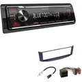 Kenwood KMM-BT209 1-DIN Autoradio Bluetooth USB AUX-In Short Body mit Einbauset für Smart ForTwo Cabrio Coupe 1998-2007 grau