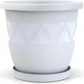 Plastard Blumentopf Capri Ø 40 cm Weiss mit Untersetzer - Pflanzkübel - Weiß