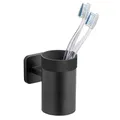 WENKO Turbo-Loc® Zahnbürstenhalter ohne Bohren Mod. Porto Black, Wandmontage mit Klebepad