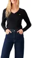 Levi's Damen Essential HM LS Vneck T-Shirt, Caviar, L