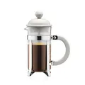 Bodum Caffettiera French Press Weiß – 350ml / 3 Tassen Kaffeebereiter – Borosilikatglas – BPA-frei – Spülmaschinengeeignet – Hergestellt in Portugal
