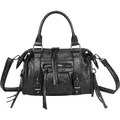 Gallantry, Bowling-Tasche Damen mit Schulterriemen und Deko-Bändern, Schwarz - Schwarz