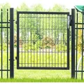 SONGMICS Gartentor mit Schloss, Türklinke, Schlüssel, 106 x 90 cm (L x H), grau - Grau