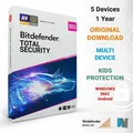 Bitdefender Total Security MULTIDEVICE 2024 5 PC 1 Jahr MAC ANDROID TABLET VPN