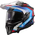 LS2 MX701 Explorer Carbon Frontier II Motocross Helm, weiss-rot-blau, Größe L für Männer