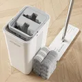 JOYMOOP Wischmopp und Eimer mit Auswringer-Set, Flacher Bodenwischer und Eimer, mit 8 Mikrofaser-Pads und verlängertem Griff, nasse und trockene Verwendung, Haushaltsreinigungswerkzeuge