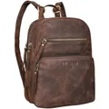 STILORD Fabienne Kleiner Vintage Damen Rucksack Echtleder Dunkel-Braun mit vielen Fächern und Diebstahlsicher - ideal als Tagesrucksack Daypack Freizeitrucksack und Cityrucksack