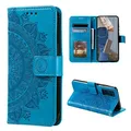 CoverKingz Handy Cover kompatibel mit Samsung Galaxy A34 5G - Handyschutz mit Kartenfach Klapphülle - Bookcase Hülle aufklappbar Motiv Mandala Blau