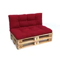 POKAR Palettenkissen mit schöner Steppung Auflage Palettensofa, Größe:Set Sitzkissen 120x80 + Rückenkissen 120x40, Farbe:Rot