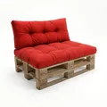 POKAR Palettenkissen Palletenauflagen Palettenpolster Palettensofa Palettenmöbel 2er Set: 1x Sitzkissen 120x80 + 1x Rückenlehne 120x40, Rot