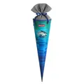 Step by Step Schultüte „Space Craft Spike“, blau-grün, passend zum Schulranzen, aus recycelten PET-Flaschen, Verschluss aus Stoff, 5 l Füllvolumen, 70 cm Höhe