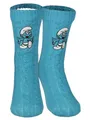 United Labels Die Schlümpfe Hüttensocken - Strick Haussocken mit Sherpa Futter für Damen Kuschelsocken Flauschige Wintersocken warme Frauen Socken OneSize Blau