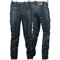 German Wear Lederhose GW860 Black Lederjeans Büffelleder geschnürt Schwarz 52/L
