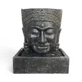Khmer Kopf Springbrunnen - Garten Deko Wasserfall - Steinguss Buddha Wasserspiel