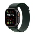 Apple Watch Ultra 2 GPS + Cellular 49mm Black Titanium Case mit Dark Green Alpine Band - Medium (MX4R3FD/A)