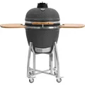 BBQ-Toro Kamado Grill Holzkohlegrill "KURO" Ø 52 cm, Grau, Keramikgrill mit Ablage, Thermometer - Grau