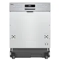 Midea SI 3.60N wi Geschirrspüler 60 cm Teilintegriert, 13 Maßgedecke, Halbintegrierter Spülmaschine mit WiFi, Extra Trocknung, 7 Programme, 49dB, 0~24 Startverzögerung - Inox
