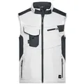 Workwear Softshell Vest - STRONG - Professionelle Softshellweste mit hochwertiger Ausstattung weiß/grau, Gr. XXL