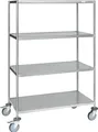 Kongamek Edelstahl- Etagenwagen vollständig geschweißt, 4 Ladeflächen 800x550mm Gummibereifung rostfrei mit Bremse