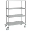 Kongamek Edelstahl- Etagenwagen vollständig geschweißt, 4 Ladeflächen 800x550mm Gummibereifung rostfrei mit Bremse