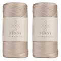 Sensy Premium 2 Stück 2 mm 220 Meter Polyester-Seil, 100 % Polypropylen-Kordel Makramee-Schnur, 2 mm, Häkelnadel, Makramee-Seil, Häkelgarn, Geschenk für Stricker, Latté