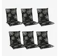 Beautissu Sitzauflage Flores Niedriglehner 6er 100x50 cm schwarz mit Blumen, Bequeme Gartenstuhl Stuhlkissen Polsterauflagen mit UV-Lichtecht