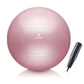 BODYMATE Gymnastikball Sitzball Trainingsball mit GRATIS E-Book inkl. Luft-Pumpe, Ball für Fitness, Yoga, Gymnastik, Core Training, für starken Rücken als Büro-Stuhl Rose 75cm