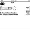 Sechskantpassschraube DIN 610 kurzem Gewindezapfen M8x 35 10.9 25 Stück