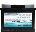 AGM Batterie 80AH Electronicx Marine Edition Boot Schiff Versorgungsbatterie 12V