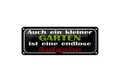 Roomando Metallschild Blechschild Spruch 27x10cm kleiner Garten endlose Aufgabe Dekoration