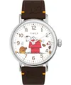 Timex Quarzuhr TIMEX x PEANUTS TIMEX WATERBURY TW2W44300AJ, Armbanduhr, Herrenuhr, Damenuhr, Lederarmband, Leuchtzeiger