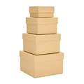 Stockroom Plus Quadratische Nistkästen mit Deckel, Kraftpapier, Braun, Pappe, 4 Stück, 16,5–8,9 cm – Geschenkboxen aus Karton für Geschenke und Gastgeschenke