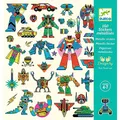 Djeco Sticker metallic Roboter, Aufkleber, Bastelspaß, Geschenkidee Kinder
