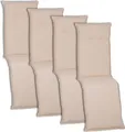 NYVI Relaxliegen Auflagen Piemont 4er Set - 171x46x8 cm Creme Weiß - Extra Starker 8cm Sitzpolster - Gartenmöbel Auflagen mit Halteband & Bindebändern