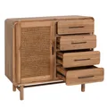 Mendler Kommode HWC-M47, Schrank Sideboard Highboard, Staufächer Schublade, Rattan Akazie Massiv-Holz gebeiz 105017