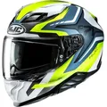 HJC F71 Fes Helm, schwarz-weiss-blau-gelb, Größe L für Männer