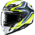 HJC Motorrad Helm L - F71 Fes - Fiberglas Integralhelm weiß-blau-fluogelb