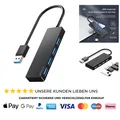 USB Hub 3.0, 4 Port USB-Hubs, tragbarer USB Splitter Mini USB Verteiler