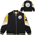Mitchell & Ness Throw it Back Heavyweight Vintage Satin Jacke (NFL) - Pittsburgh Steelers, Größe XL, Reißerschluss, Gestickte Logos, Herren, Frauen, Kinder, Unisex, Frühling, Sommer, Herbst, Winter