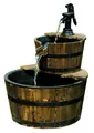 INTERGARDEN Wasserspiel Zimmerbrunnen, Kaskadenbrunnen, Gartenbrunnen mit Holzbecken 48cm, 44.5 cm Breite
