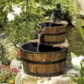 Wasserspiel Set inkl. Pumpe & LED-Beleuchtung Orewa aufbaufertig aus Holz