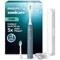 Philips Sonicare Series 3100 Elektrische Zahnbürste –Schallzahnbürste mit Drucksensor, 3 Intensitätsstufen, EasyStart, SmarTimer, 14 Tage Laufzeit, Reiseetui, Dunkelblau, HX4034/24, [Neu]