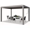 Primeyard Pergola 3x4 M Aluminium Pfosten Mit Lamellendach Aus Aluminium Graue Terrassenüberdachung